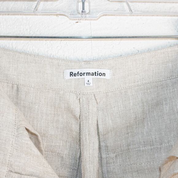 Reformation $178 Mason Linen Pants Pleated front Beige size 4 - Picture 10 of 13